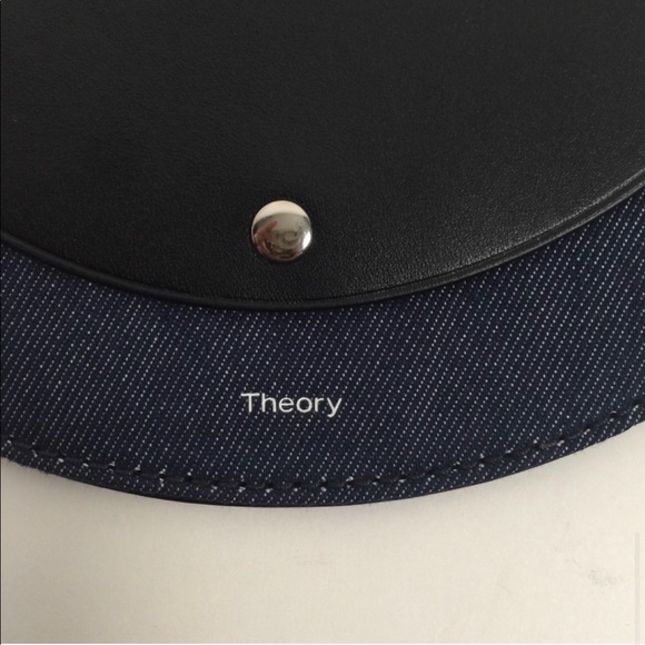 Theory black leather and denim hip pouch with silver hardware & adjustable strap - Picture 12 of 16